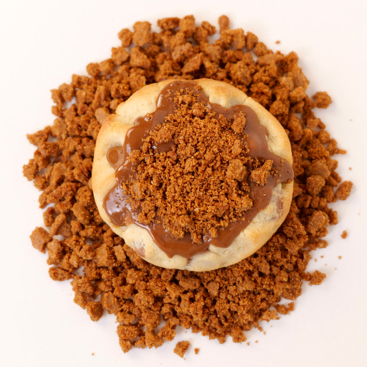 Cookie Spéculoos nappé de pâte à tartiner et spéculoos Maison Dandoy concassés