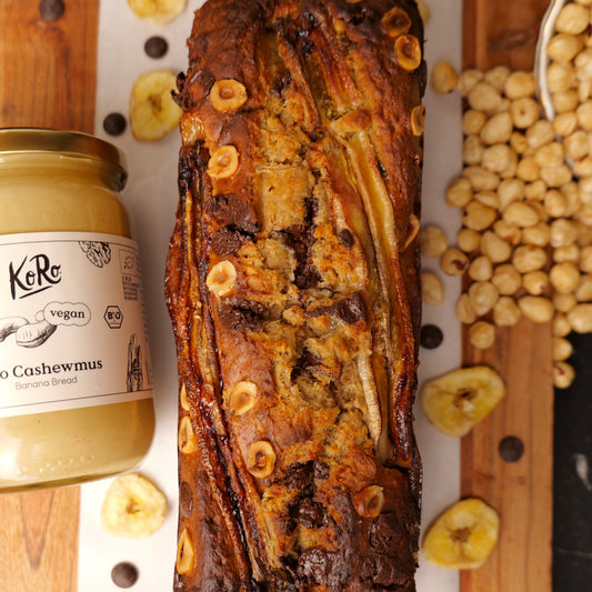 Pâte à tartiner banana bread Koro et noisettes, garnitures du Coffret Automnal